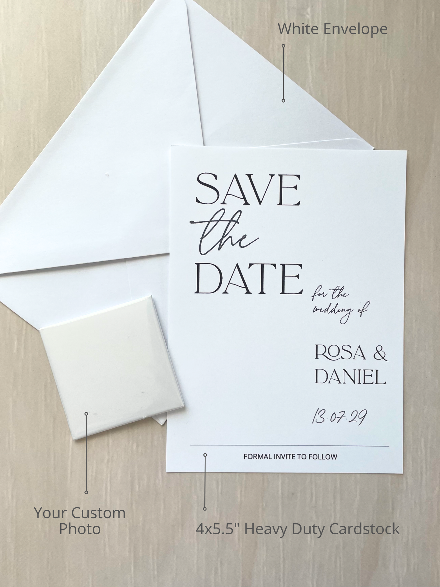 Save the Date Acrylic Photo Magnet + Card Set